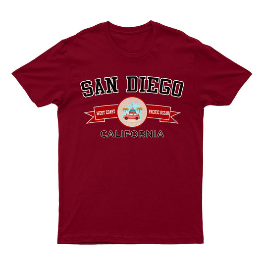 Burgundy San Diego Embroidery T-Shirt